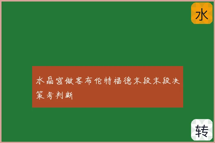 水晶宫做客布伦特福德末段末段决策考判断
